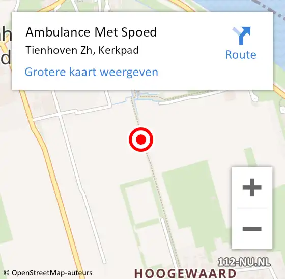 Locatie op kaart van de 112 melding: Ambulance Met Spoed Naar Tienhoven Zh, Kerkpad op 30 juni 2018 22:08