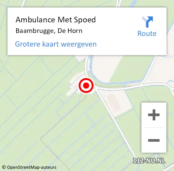 Locatie op kaart van de 112 melding: Ambulance Met Spoed Naar Baambrugge, De Horn op 30 juni 2018 22:47