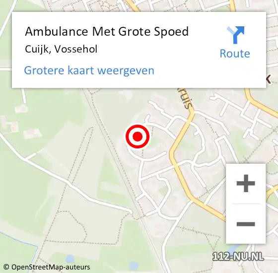 Locatie op kaart van de 112 melding: Ambulance Met Grote Spoed Naar Cuijk, Vossehol op 30 juni 2018 23:00