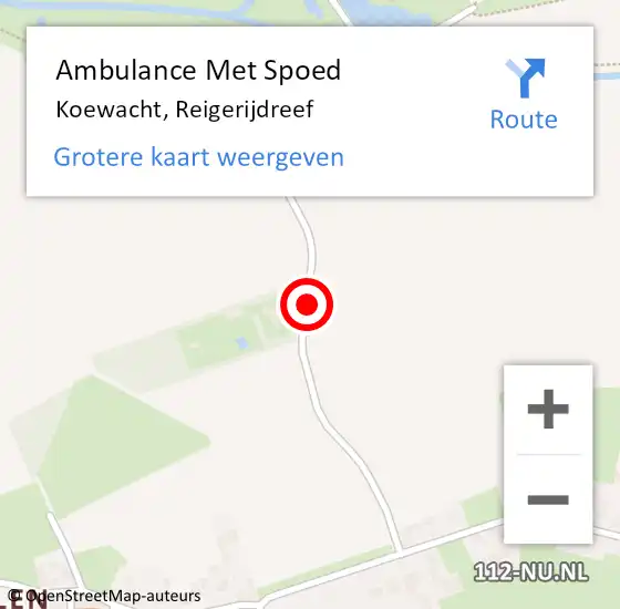 Locatie op kaart van de 112 melding: Ambulance Met Spoed Naar Koewacht, Reigerijdreef op 30 juni 2018 23:18