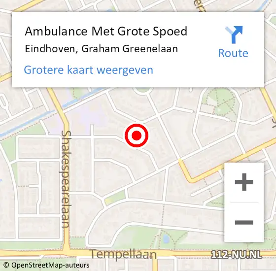 Locatie op kaart van de 112 melding: Ambulance Met Grote Spoed Naar Eindhoven, Graham Greenelaan op 30 juni 2018 23:29