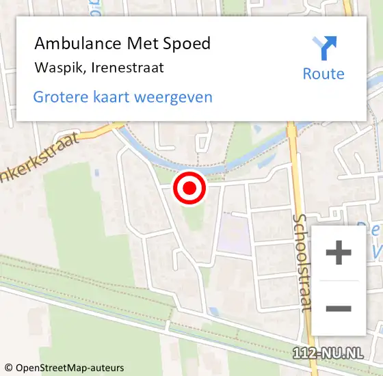 Locatie op kaart van de 112 melding: Ambulance Met Spoed Naar Waspik, Irenestraat op 30 juni 2018 23:31