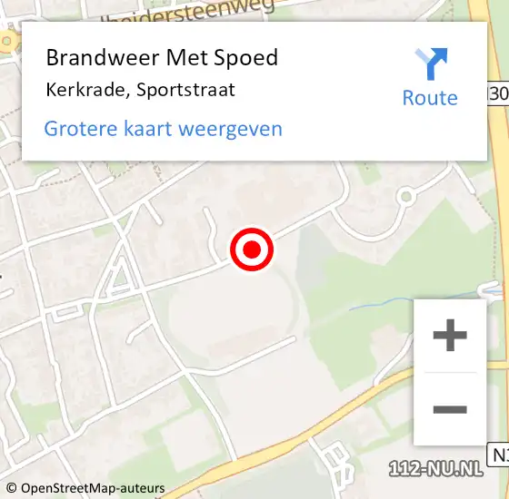 Locatie op kaart van de 112 melding: Brandweer Met Spoed Naar Kerkrade, Sportstraat op 30 juni 2018 23:44