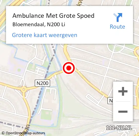 Locatie op kaart van de 112 melding: Ambulance Met Grote Spoed Naar Bloemendaal, N200 Li op 30 juni 2018 23:51