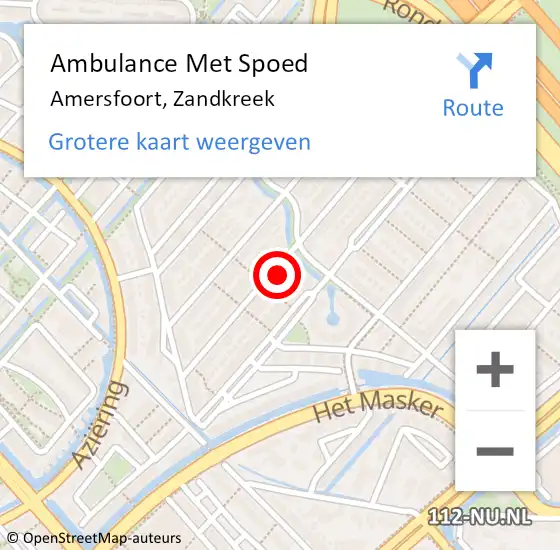 Locatie op kaart van de 112 melding: Ambulance Met Spoed Naar Amersfoort, Zandkreek op 30 juni 2018 23:58