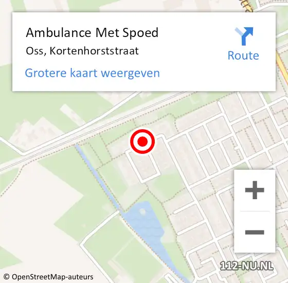 Locatie op kaart van de 112 melding: Ambulance Met Spoed Naar Oss, Kortenhorststraat op 1 juli 2018 00:20