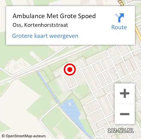 Locatie op kaart van de 112 melding: Ambulance Met Grote Spoed Naar Oss, Kortenhorststraat op 1 juli 2018 00:23