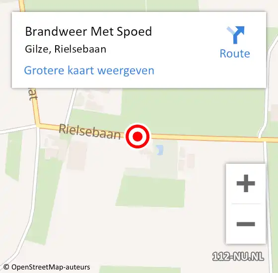 Locatie op kaart van de 112 melding: Brandweer Met Spoed Naar Gilze, Rielsebaan op 1 juli 2018 00:27