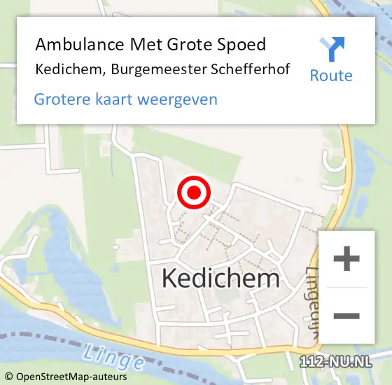 Locatie op kaart van de 112 melding: Ambulance Met Grote Spoed Naar Kedichem, Burgemeester Schefferhof op 1 juli 2018 00:31