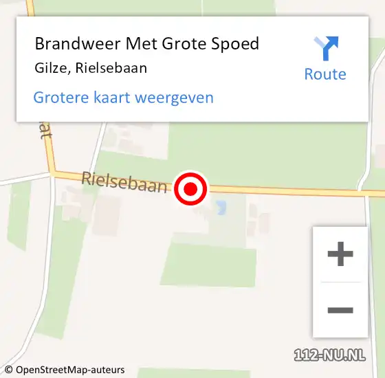 Locatie op kaart van de 112 melding: Brandweer Met Grote Spoed Naar Gilze, Rielsebaan op 1 juli 2018 00:33