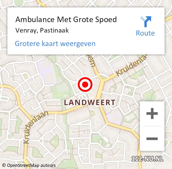 Locatie op kaart van de 112 melding: Ambulance Met Grote Spoed Naar Venray, Pastinaak op 1 juli 2018 00:55