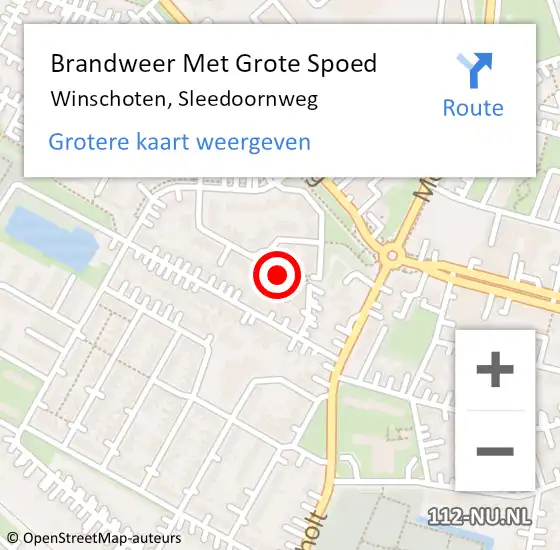 Locatie op kaart van de 112 melding: Brandweer Met Grote Spoed Naar Winschoten, Sleedoornweg op 1 maart 2014 11:37