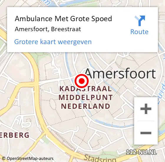 Locatie op kaart van de 112 melding: Ambulance Met Grote Spoed Naar Amersfoort, Breestraat op 1 juli 2018 01:23