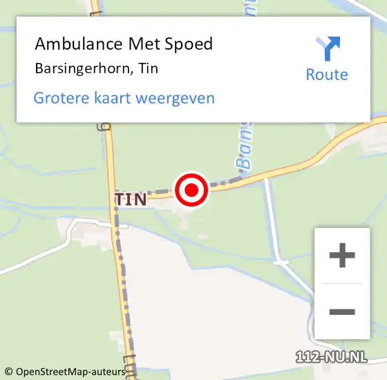 Locatie op kaart van de 112 melding: Ambulance Met Spoed Naar Barsingerhorn, Tin op 1 juli 2018 01:23