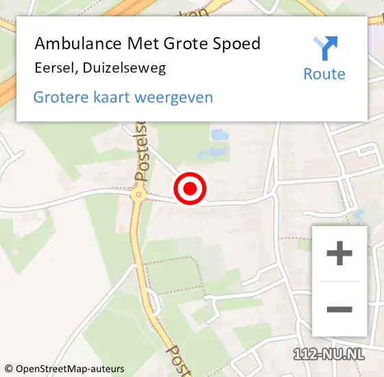 Locatie op kaart van de 112 melding: Ambulance Met Grote Spoed Naar Eersel, Duizelseweg op 1 juli 2018 01:51