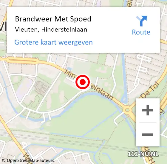 Locatie op kaart van de 112 melding: Brandweer Met Spoed Naar Vleuten, Hindersteinlaan op 1 juli 2018 02:26