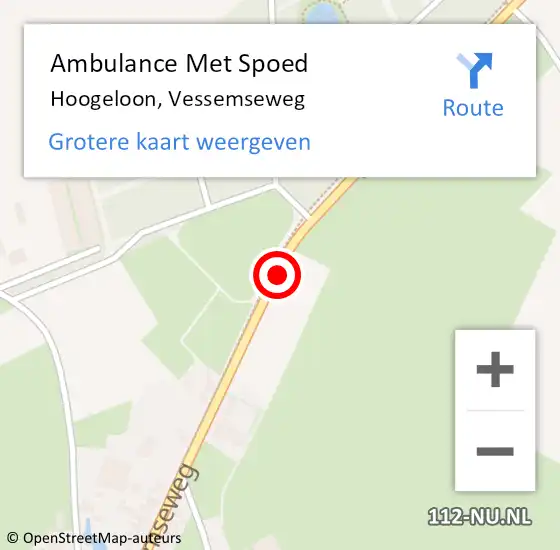 Locatie op kaart van de 112 melding: Ambulance Met Spoed Naar Hoogeloon, Vessemseweg op 1 juli 2018 02:37