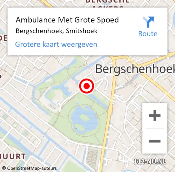 Locatie op kaart van de 112 melding: Ambulance Met Grote Spoed Naar Bergschenhoek, Smitshoek op 1 juli 2018 02:43