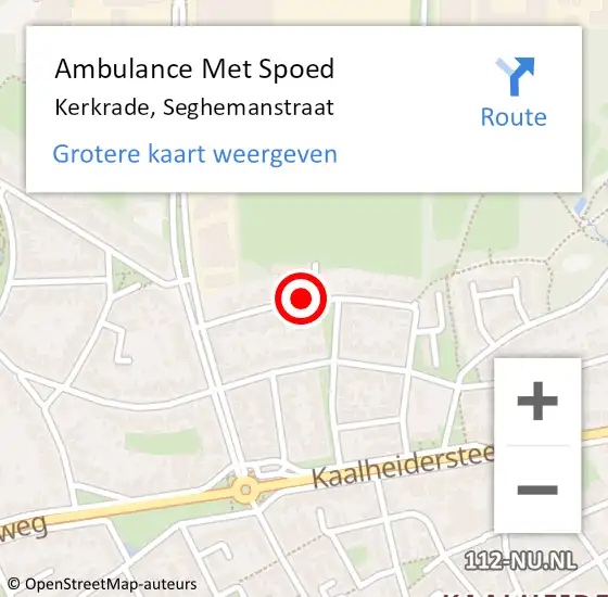 Locatie op kaart van de 112 melding: Ambulance Met Spoed Naar Kerkrade, Seghemanstraat op 1 juli 2018 02:59
