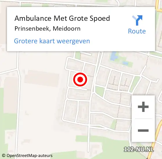 Locatie op kaart van de 112 melding: Ambulance Met Grote Spoed Naar Prinsenbeek, Meidoorn op 1 juli 2018 04:21