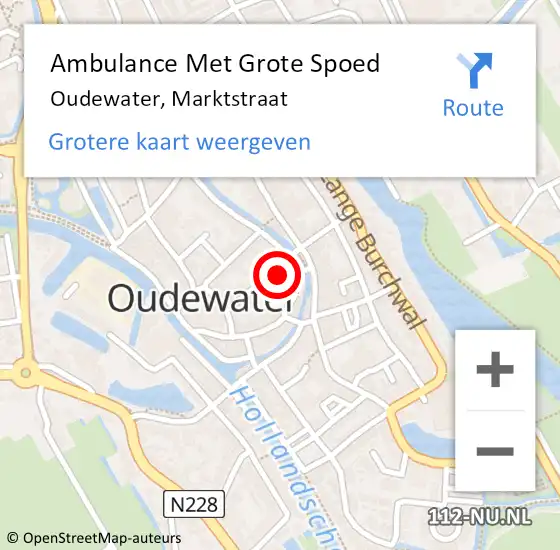 Locatie op kaart van de 112 melding: Ambulance Met Grote Spoed Naar Oudewater, Marktstraat op 1 juli 2018 04:59