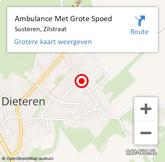 Locatie op kaart van de 112 melding: Ambulance Met Grote Spoed Naar Susteren, Zilstraat op 1 juli 2018 05:11