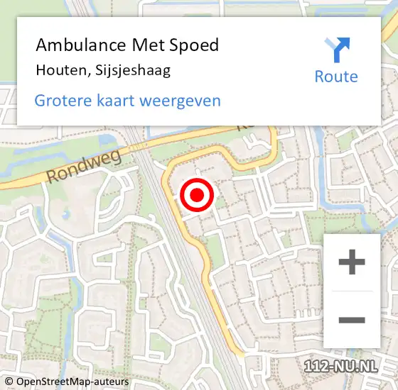 Locatie op kaart van de 112 melding: Ambulance Met Spoed Naar Houten, Sijsjeshaag op 1 juli 2018 05:49