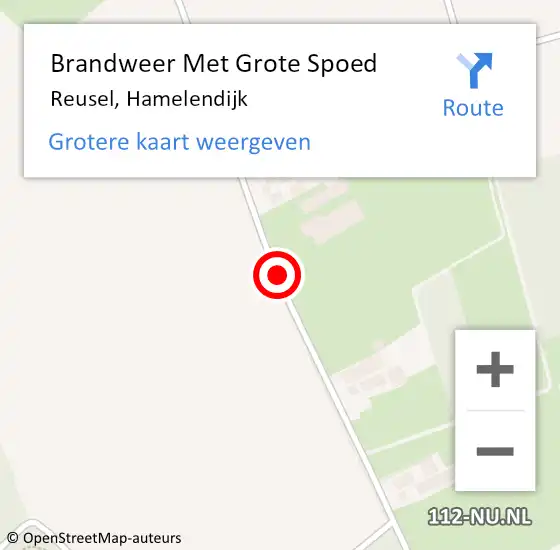 Locatie op kaart van de 112 melding: Brandweer Met Grote Spoed Naar Reusel, Hamelendijk op 1 juli 2018 06:00