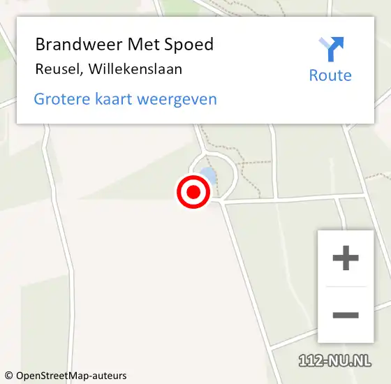 Locatie op kaart van de 112 melding: Brandweer Met Spoed Naar Reusel, Willekenslaan op 1 juli 2018 06:22