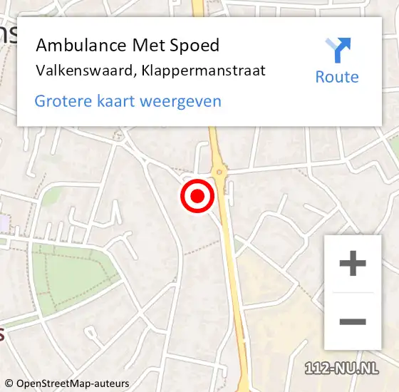 Locatie op kaart van de 112 melding: Ambulance Met Spoed Naar Valkenswaard, Klappermanstraat op 1 juli 2018 08:04