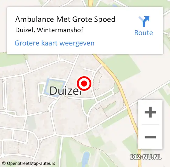 Locatie op kaart van de 112 melding: Ambulance Met Grote Spoed Naar Duizel, Wintermanshof op 1 juli 2018 08:26