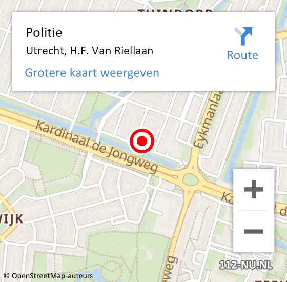 Locatie op kaart van de 112 melding: Politie Utrecht, H.F. Van Riellaan op 1 maart 2014 12:03