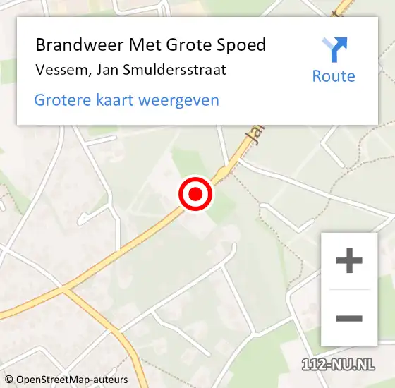 Locatie op kaart van de 112 melding: Brandweer Met Grote Spoed Naar Vessem, Jan Smuldersstraat op 1 juli 2018 08:47