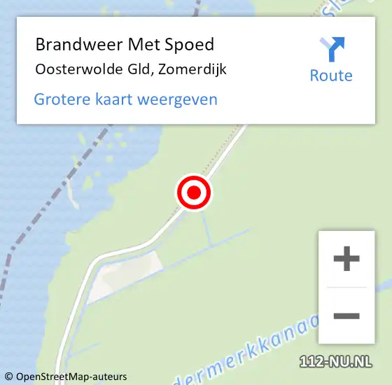 Locatie op kaart van de 112 melding: Brandweer Met Spoed Naar Oosterwolde Gld, Zomerdijk op 1 juli 2018 08:52