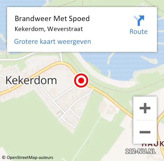 Locatie op kaart van de 112 melding: Brandweer Met Spoed Naar Kekerdom, Weverstraat op 1 juli 2018 09:21