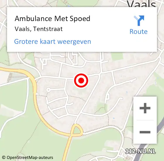 Locatie op kaart van de 112 melding: Ambulance Met Spoed Naar Vaals, Tentstraat op 1 maart 2014 12:07