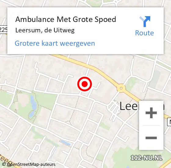 Locatie op kaart van de 112 melding: Ambulance Met Grote Spoed Naar Leersum, de Uitweg op 1 juli 2018 09:51