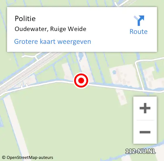 Locatie op kaart van de 112 melding: Politie Oudewater, Ruige Weide op 1 juli 2018 10:06