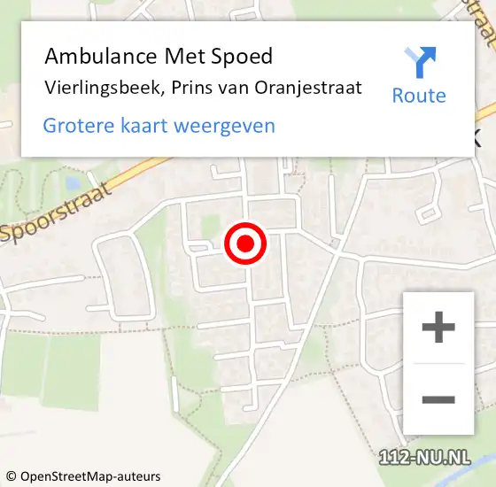 Locatie op kaart van de 112 melding: Ambulance Met Spoed Naar Vierlingsbeek, Prins van Oranjestraat op 1 juli 2018 10:17