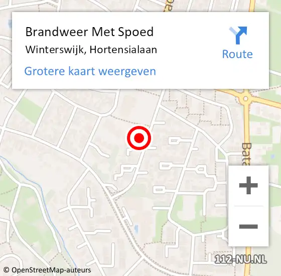 Locatie op kaart van de 112 melding: Brandweer Met Spoed Naar Winterswijk, Hortensialaan op 1 juli 2018 10:42