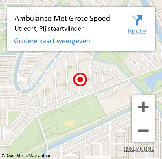 Locatie op kaart van de 112 melding: Ambulance Met Grote Spoed Naar Utrecht, Pijlstaartvlinder op 1 juli 2018 10:42