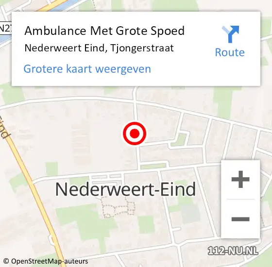 Locatie op kaart van de 112 melding: Ambulance Met Grote Spoed Naar Nederweert Eind, Tjongerstraat op 1 juli 2018 10:43