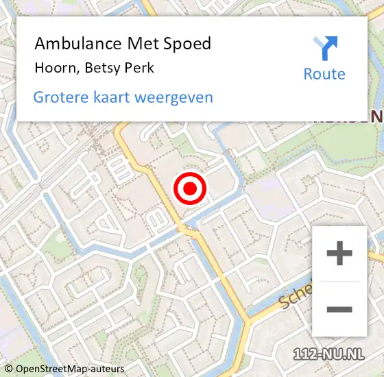 Locatie op kaart van de 112 melding: Ambulance Met Spoed Naar Hoorn, Betsy Perk op 1 juli 2018 10:46