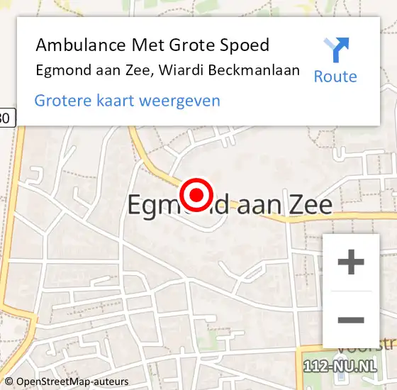 Locatie op kaart van de 112 melding: Ambulance Met Grote Spoed Naar Egmond aan Zee, Dr Wiardi Beckmanlaan op 1 juli 2018 11:04