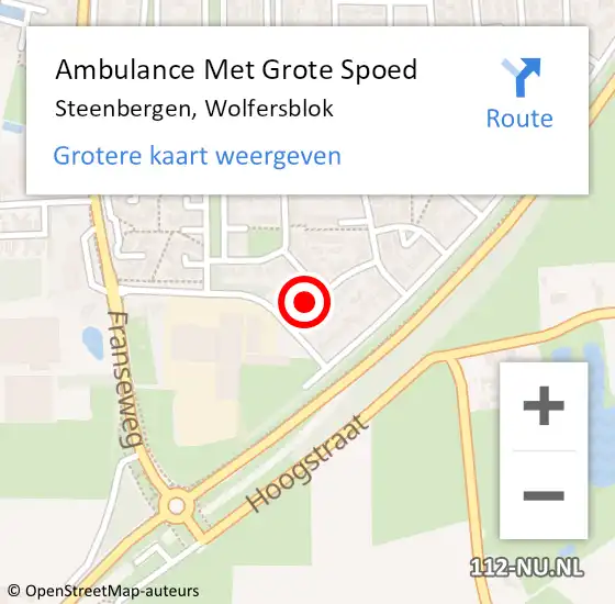 Locatie op kaart van de 112 melding: Ambulance Met Grote Spoed Naar Steenbergen, Wolfersblok op 1 juli 2018 11:13
