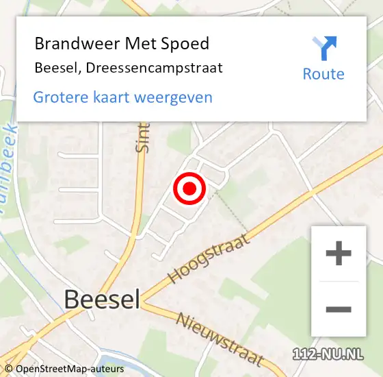 Locatie op kaart van de 112 melding: Brandweer Met Spoed Naar Beesel, Dreessencampstraat op 1 juli 2018 11:19