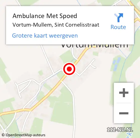 Locatie op kaart van de 112 melding: Ambulance Met Spoed Naar Vortum-Mullem, Sint Cornelisstraat op 1 juli 2018 11:33