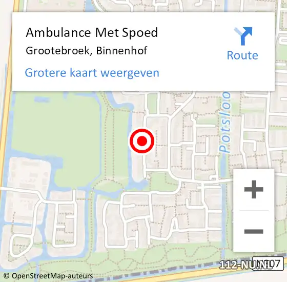 Locatie op kaart van de 112 melding: Ambulance Met Spoed Naar Grootebroek, Binnenhof op 1 juli 2018 11:49