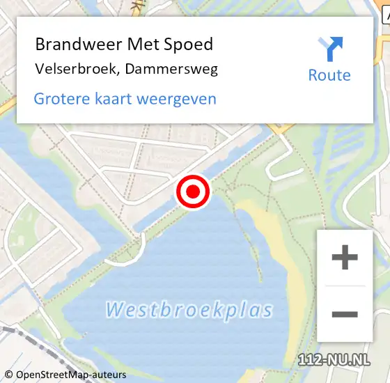 Locatie op kaart van de 112 melding: Brandweer Met Spoed Naar Velserbroek, Dammersweg op 1 juli 2018 11:49