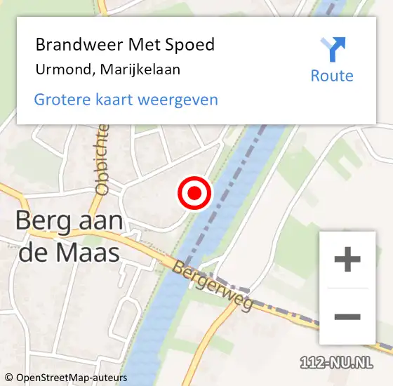 Locatie op kaart van de 112 melding: Brandweer Met Spoed Naar Urmond, Marijkelaan op 1 juli 2018 11:56